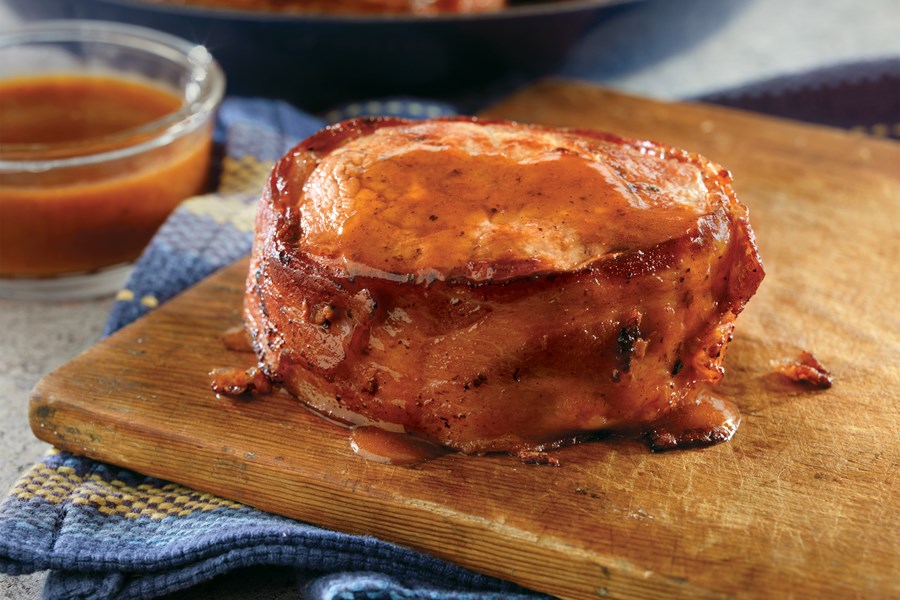 Bacon-Pork Chops with BBQ Glaze 