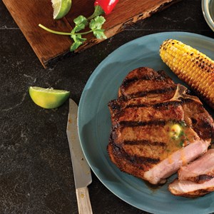 Grilled Porterhouse Chops with Chipotle Cilantro Butter