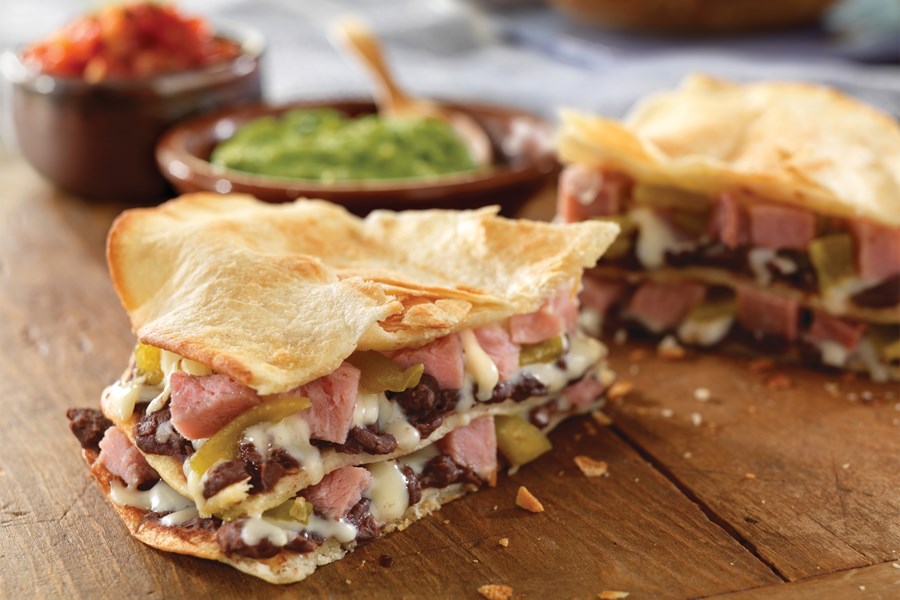 Layered Ham and Cheese Quesadillas