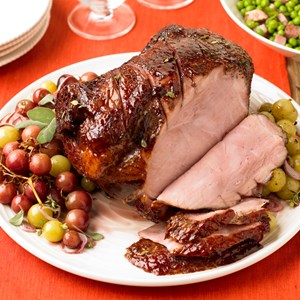 Thyme-Basted Ham with Roasted Grapes
