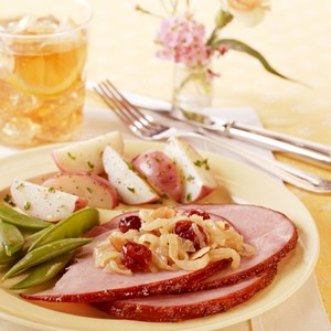 Glazed Ham with Dried Cherry Caramelized Onions