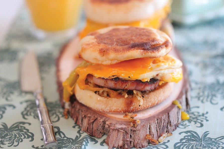Ham & Cheddar Green Chili Breakfast Sandwich