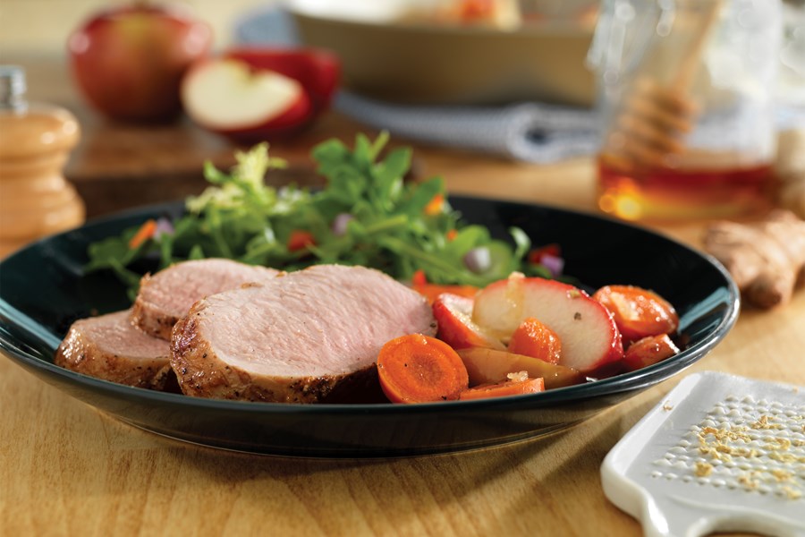 Honey-Ginger Pork with Carrots and Apples