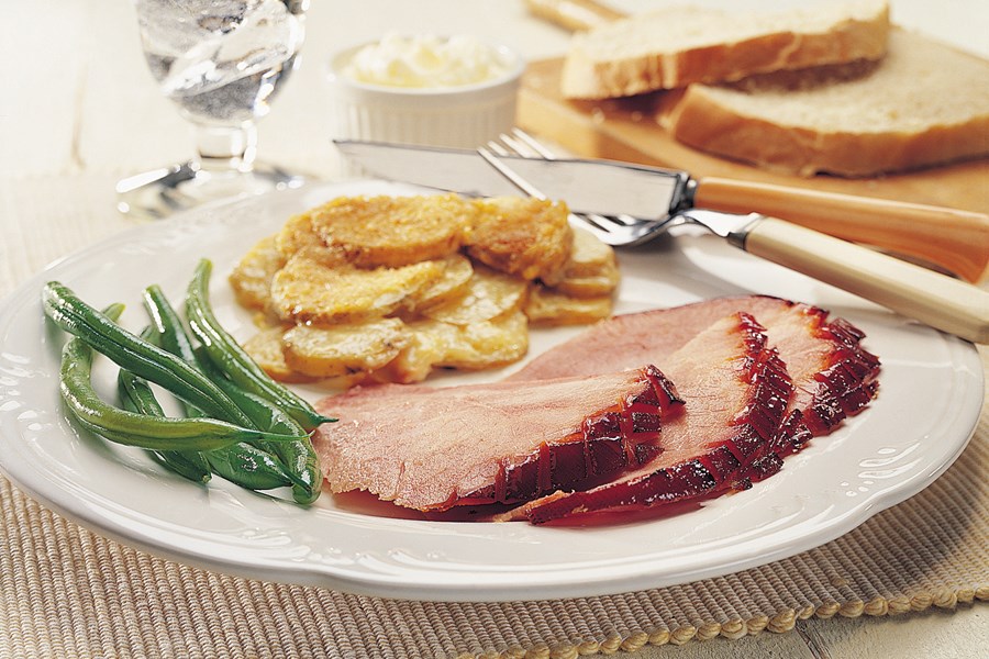 Molasses Black Pepper Glazed Ham