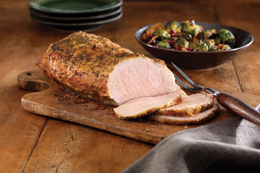 Pork Roast with Bacon and Brussels Sprouts 